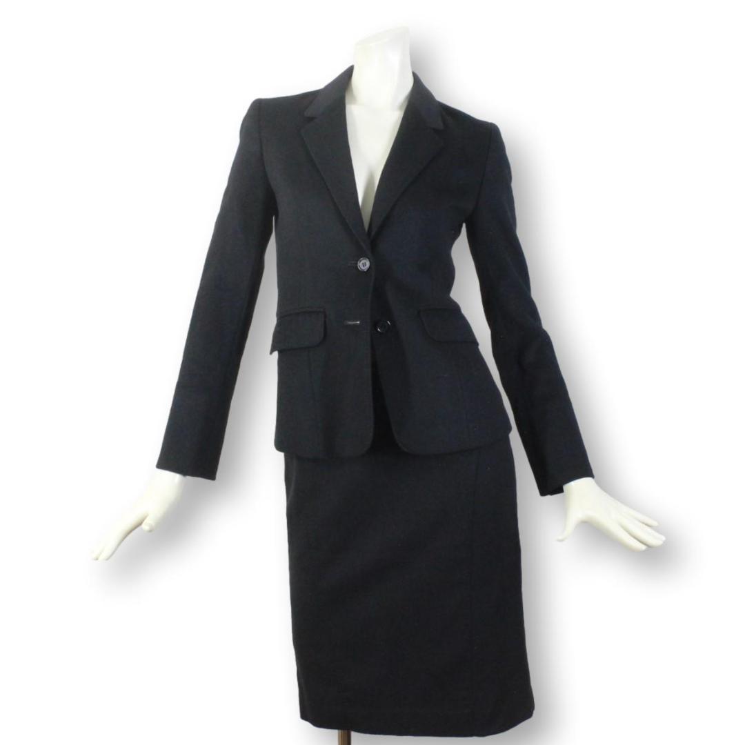 イネド スカートスーツ 7 カシミヤ100% S 黒 08★未使用に近い極美品★