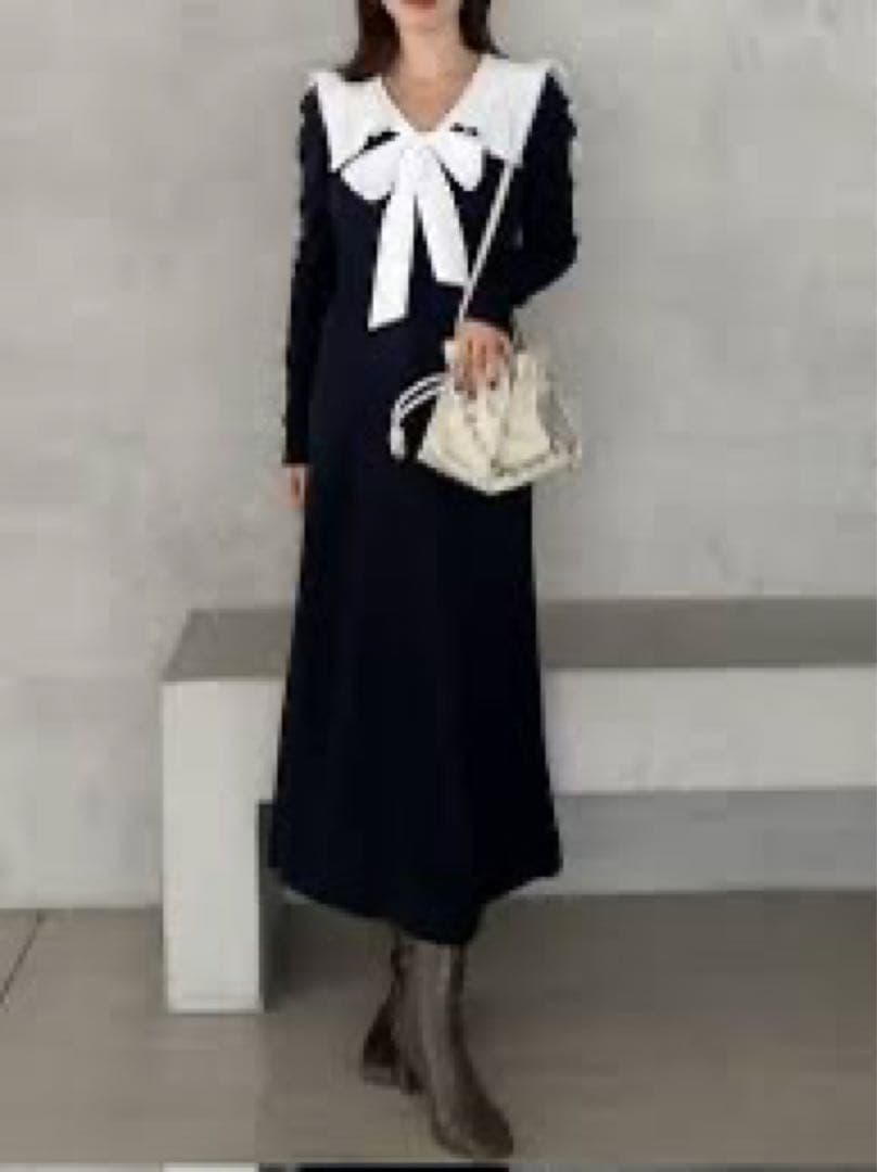 mipo　　セーラーカラーニットワンピース