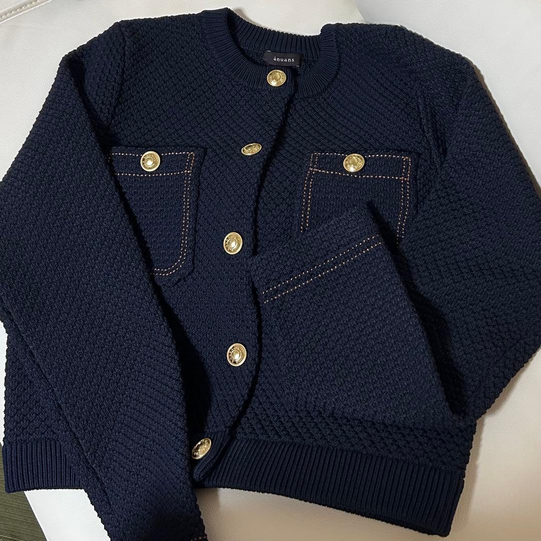 完売大人気商品　アニュアンス　人気色ネイビー ノーカラージャケット S