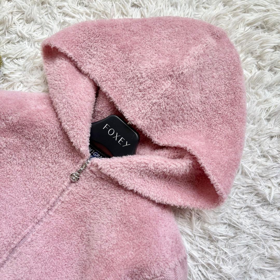 極美品♡エムズグレイシー フード付きニットパーカー リボン刺繍 ダブルジップ L