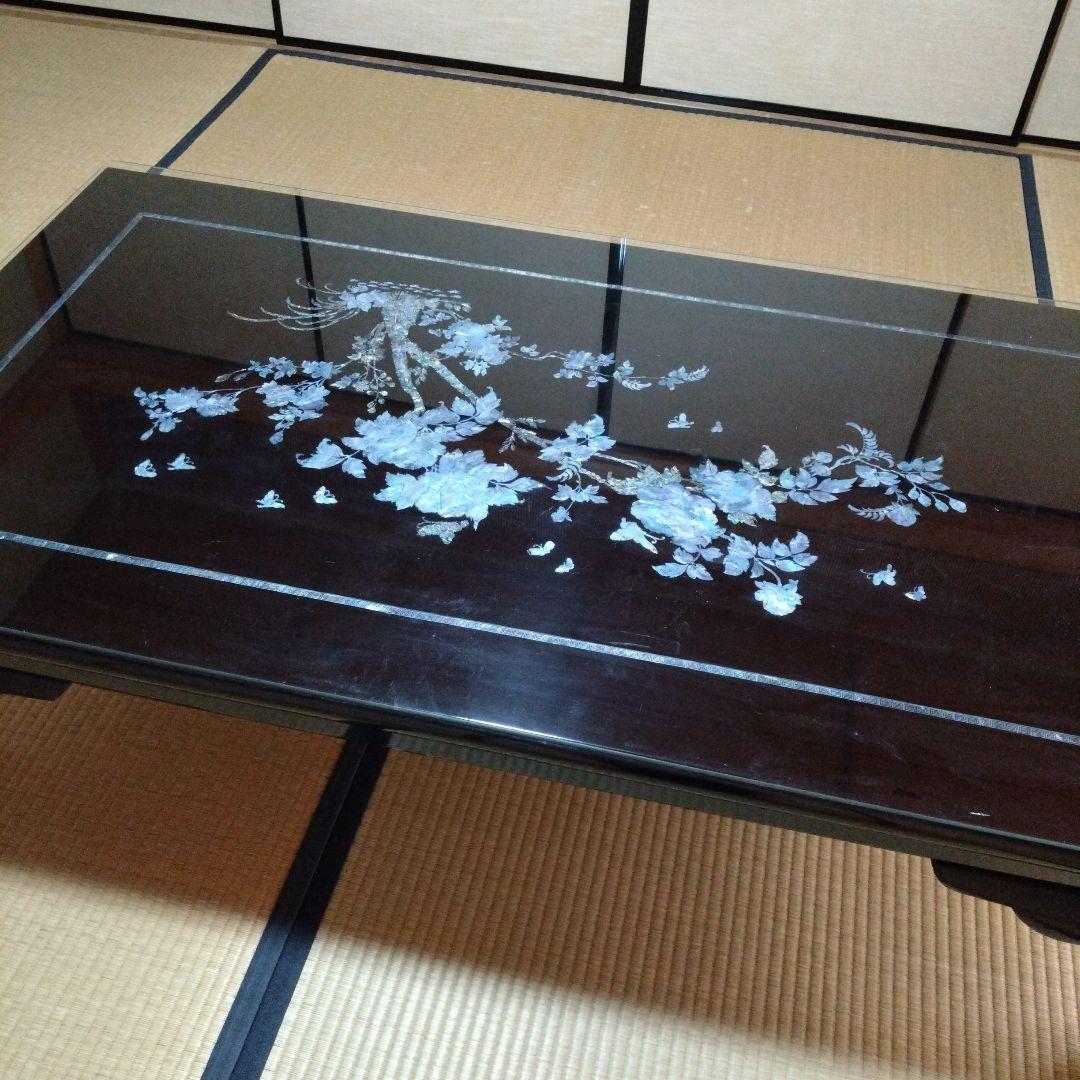 「黒うるし地」に「螺鈿細工（らでんざいく）座卓」「高級」「和室」「ローテーブル」