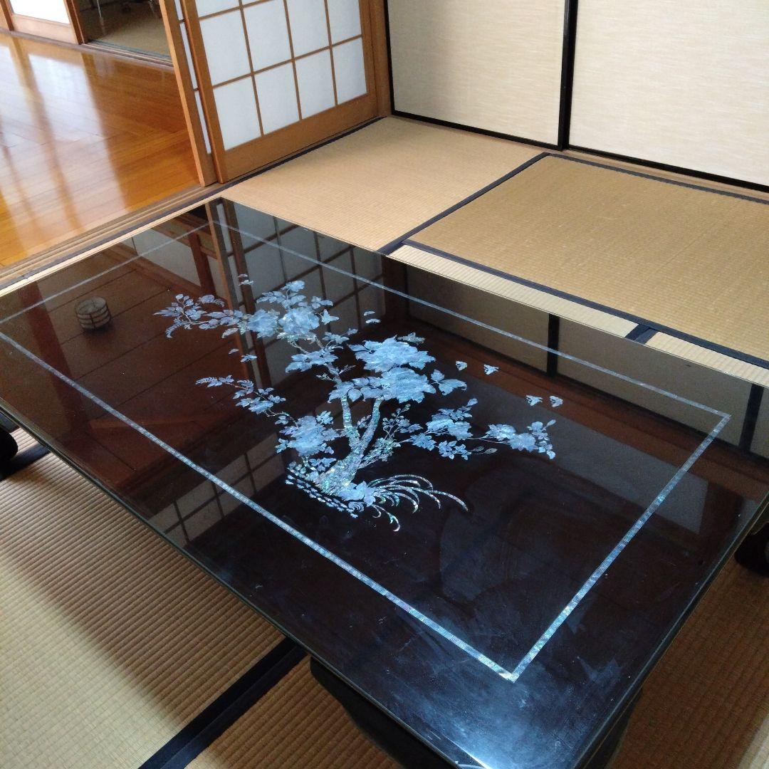 「黒うるし地」に「螺鈿細工（らでんざいく）座卓」「高級」「和室」「ローテーブル」