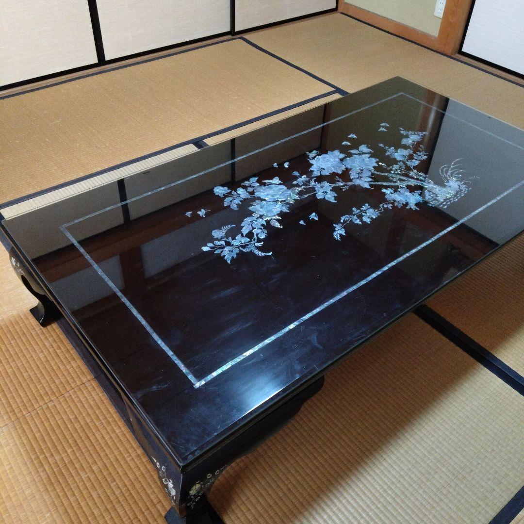 「黒うるし地」に「螺鈿細工（らでんざいく）座卓」「高級」「和室」「ローテーブル」