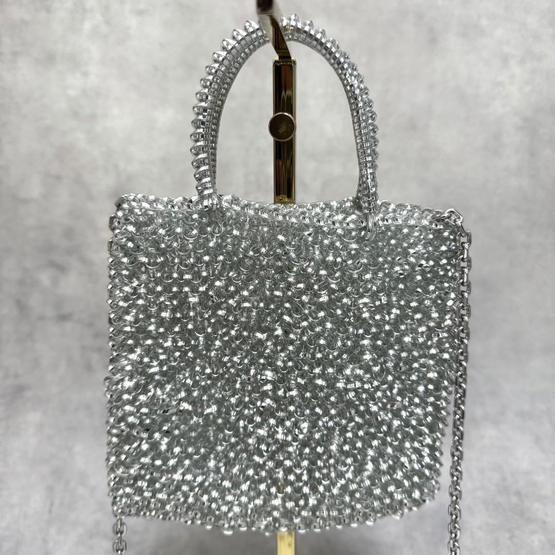 美品 アンテプリマ ミニアトゥーラ シルバー チェーン スクエア ワイヤーバッグ