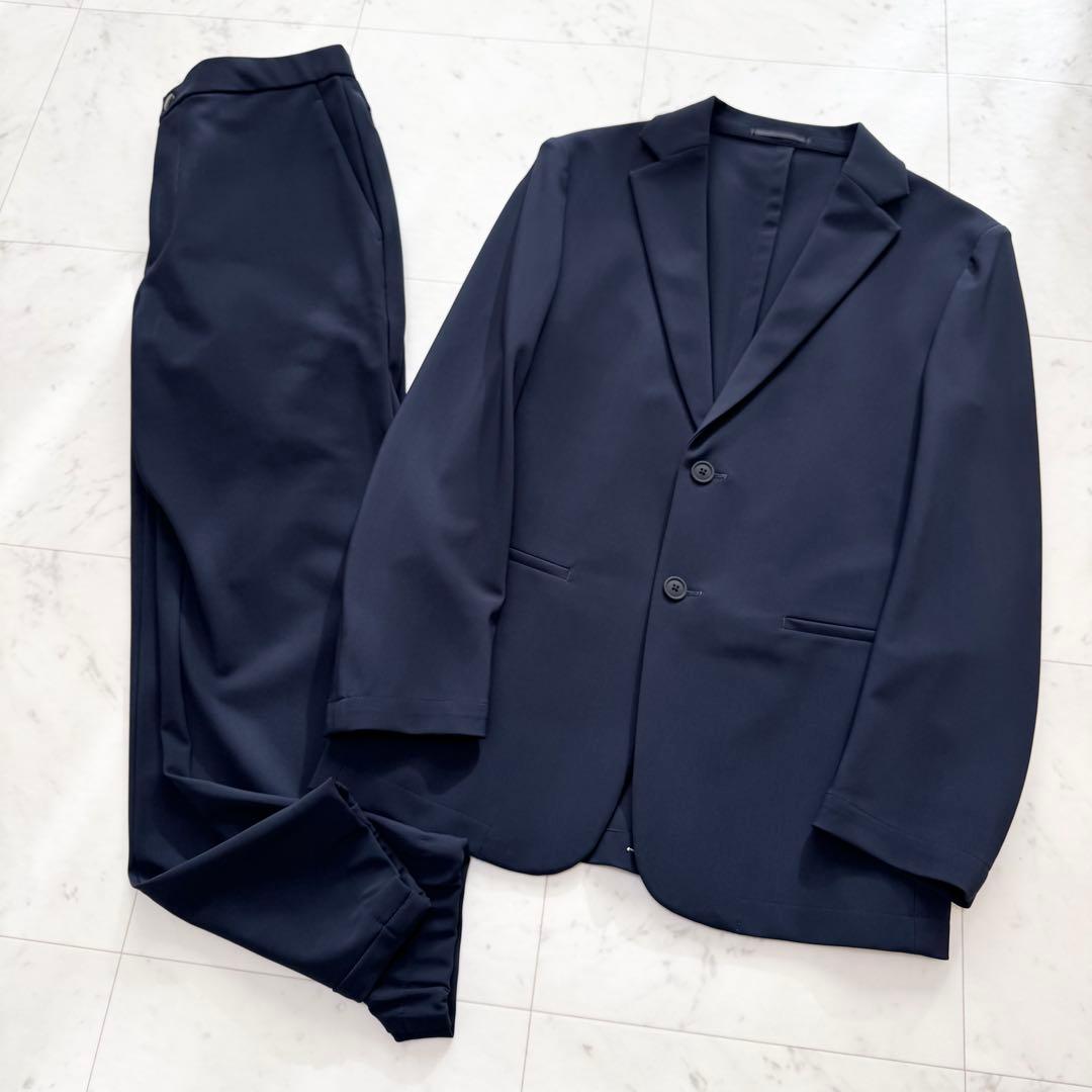 【美品】Theory セオリー トラベルスーツ ジャージー ビジネス ネイビー