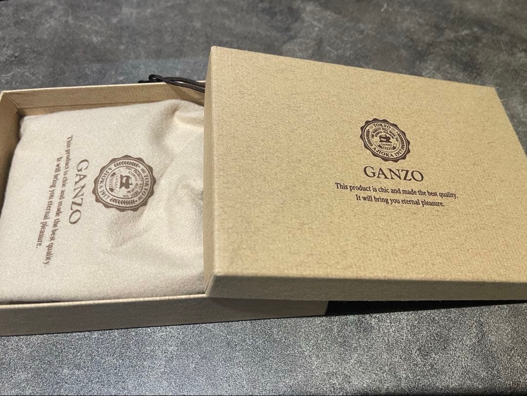 GANZO ネイビー ブライドルレザー 二つ折り財布