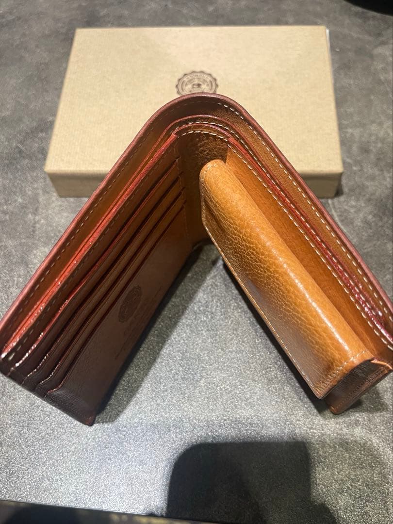 GANZO ネイビー ブライドルレザー 二つ折り財布