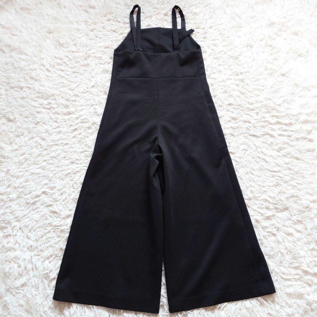 エブール　ワイド　オーバーオール　オールインワン　ポリエステル　ウール　ブラック