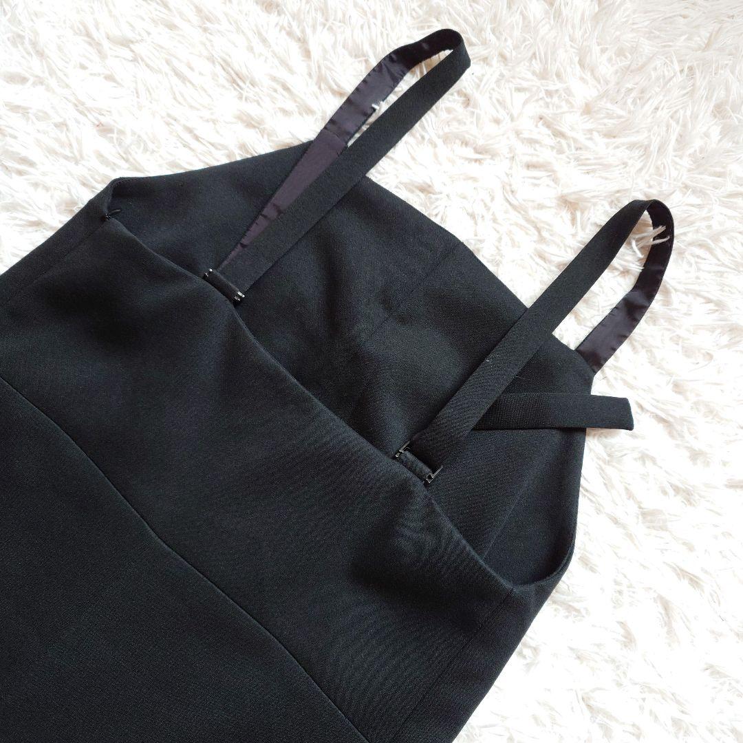 エブール　ワイド　オーバーオール　オールインワン　ポリエステル　ウール　ブラック