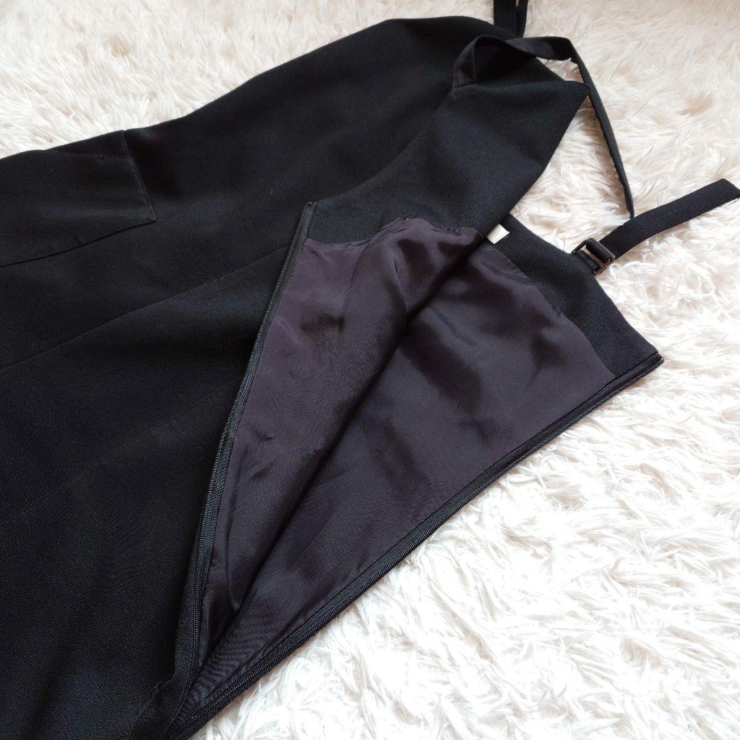 エブール　ワイド　オーバーオール　オールインワン　ポリエステル　ウール　ブラック