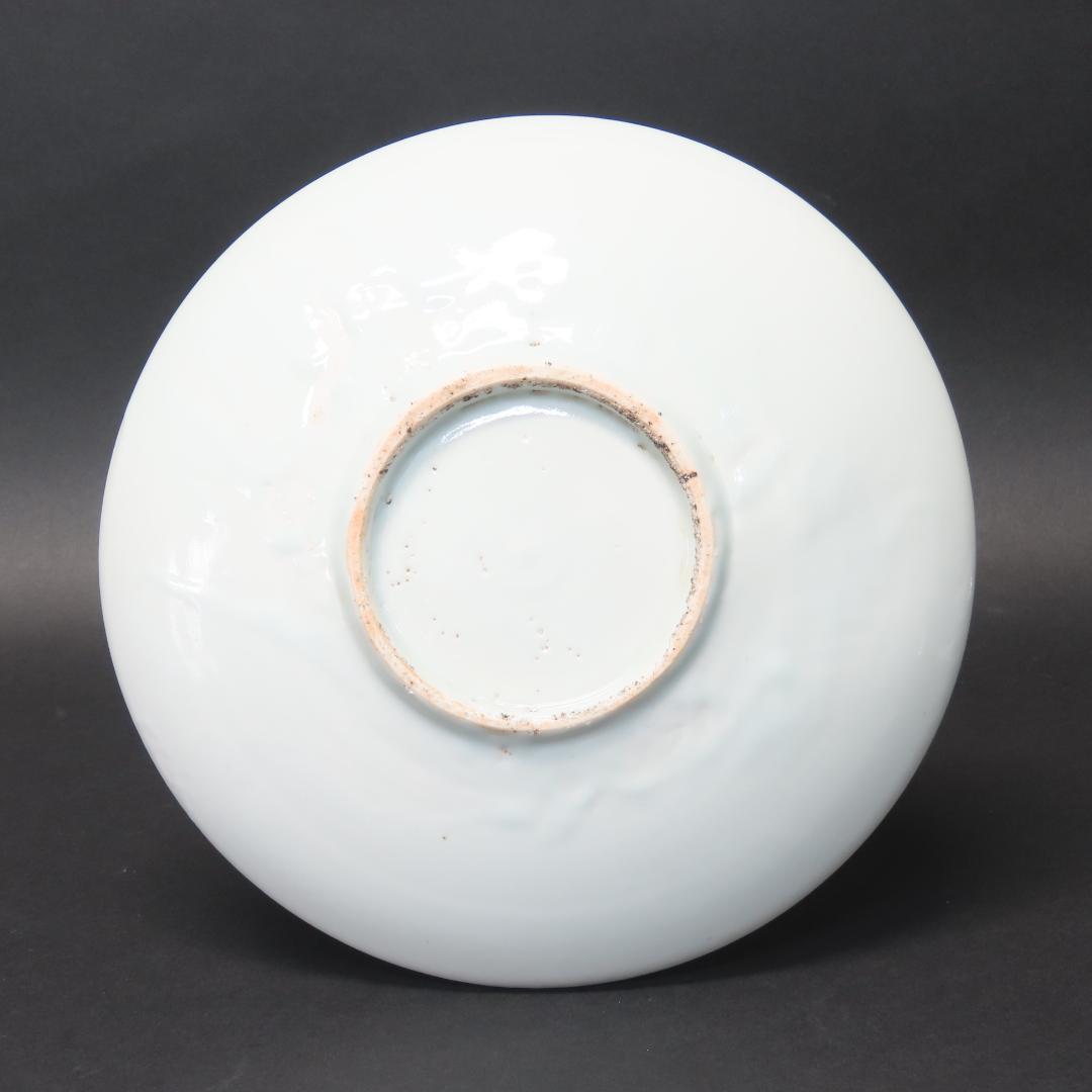 352【初期伊万里写 染付白鷺矢筈文 七寸皿】　検)加藤静允 / 古伊万里