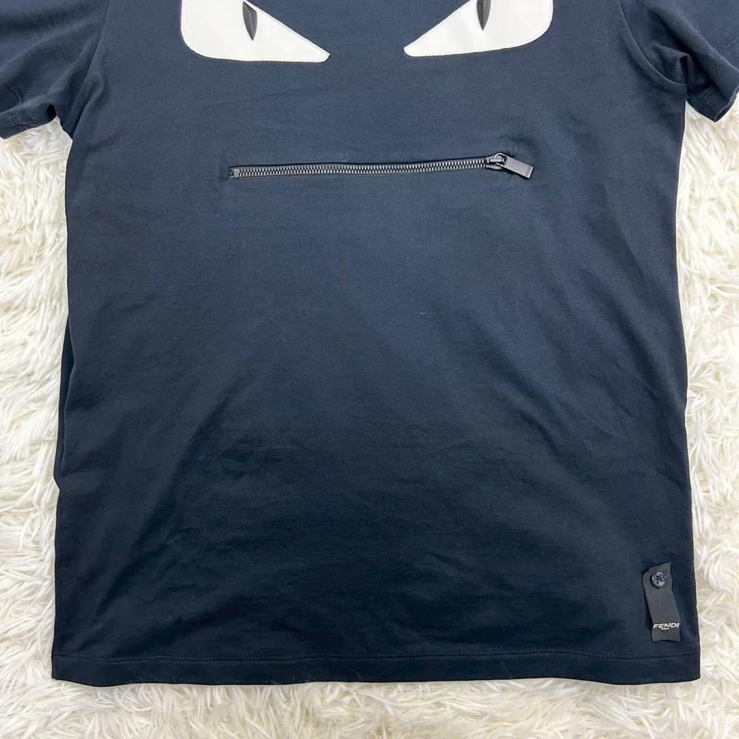 良品　フェンディ　モンスターアイ　半袖Tシャツ コットン　ブラック　XS
