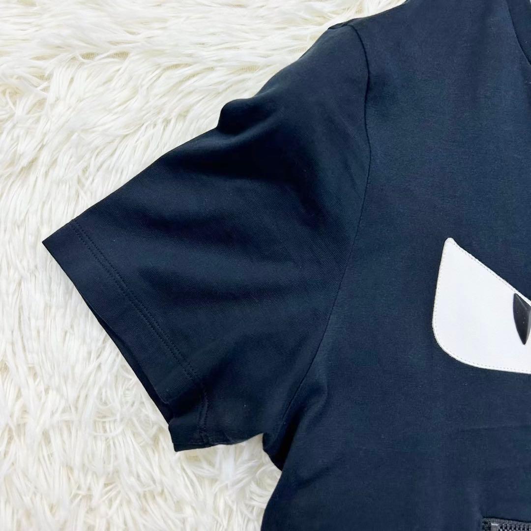 良品　フェンディ　モンスターアイ　半袖Tシャツ コットン　ブラック　XS