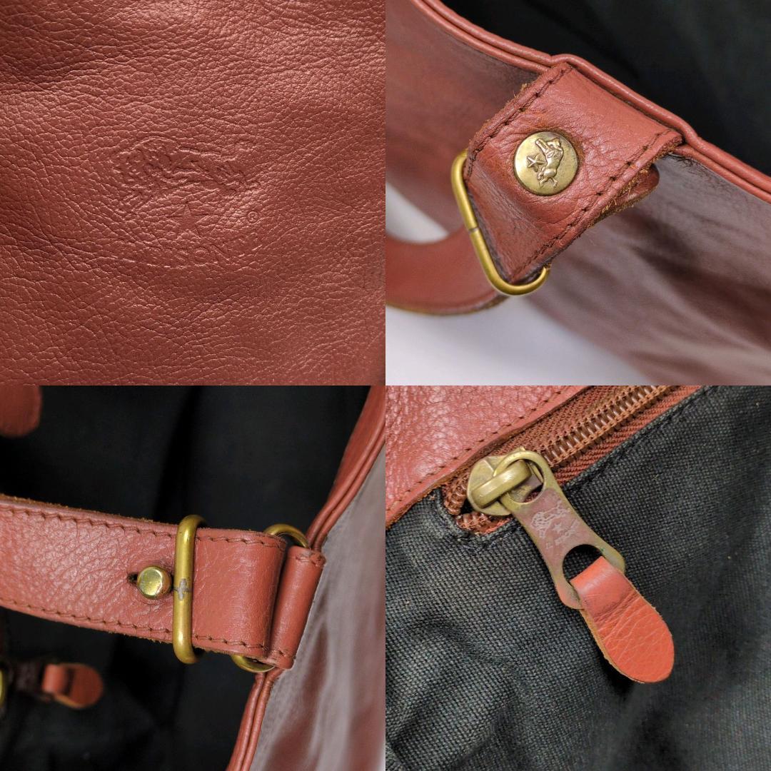 イルビゾンテ ハンドバッグ トートバッグ レザー ブラウン ロゴ型押し