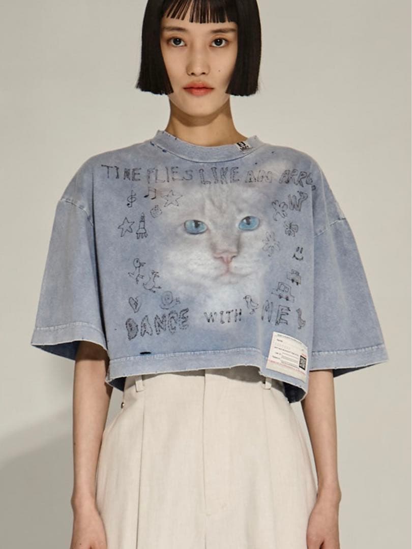 トップス MIHARA YASUHIRO bleached cropped tee