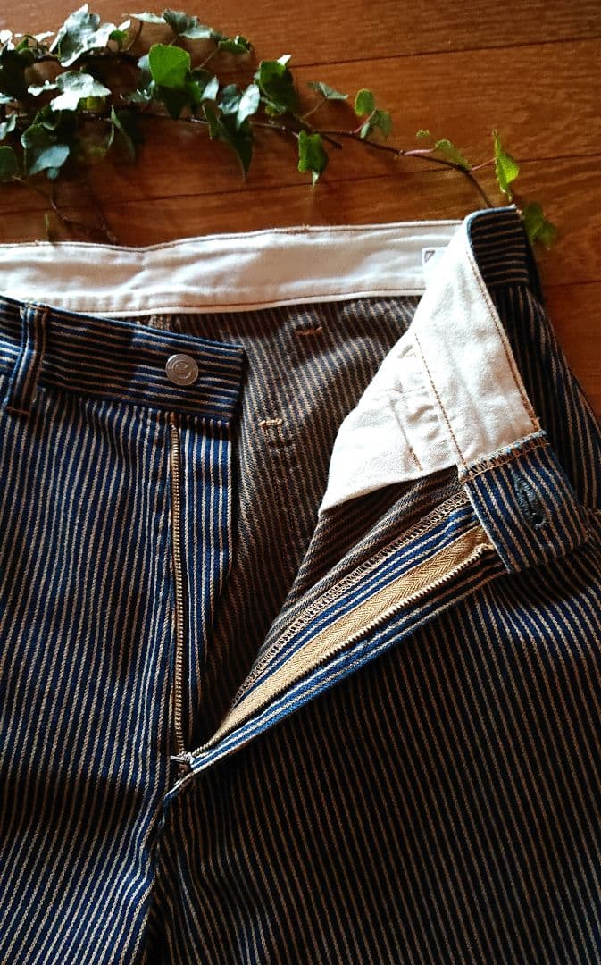 45R☆藍染め＊モンブラウンヒッコリー908山ペインターパンツ30インチ/深藍♪