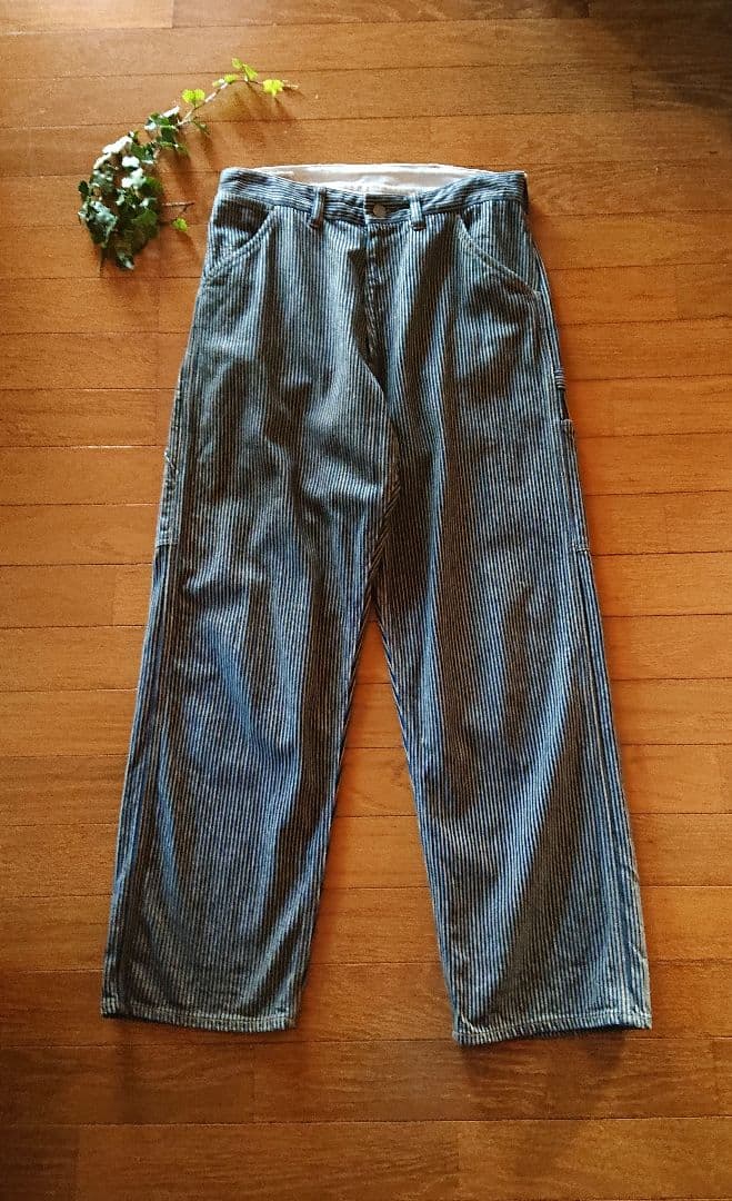 45R☆藍染め＊モンブラウンヒッコリー908山ペインターパンツ30インチ/深藍♪