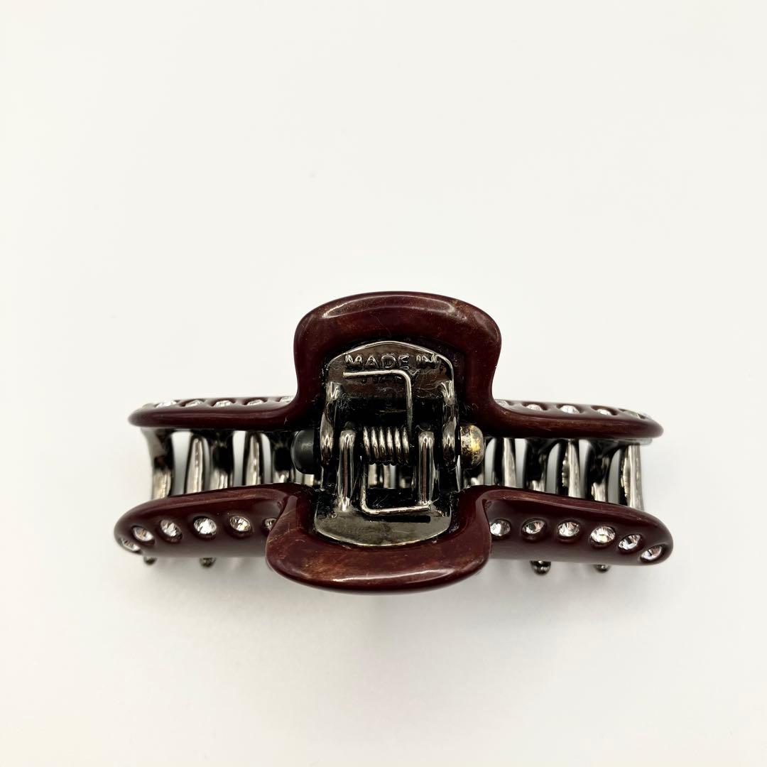 【美品】ACCA　アッカ　ヘアクリップ　Mサイズ　ストーン　赤茶　マーブル模様