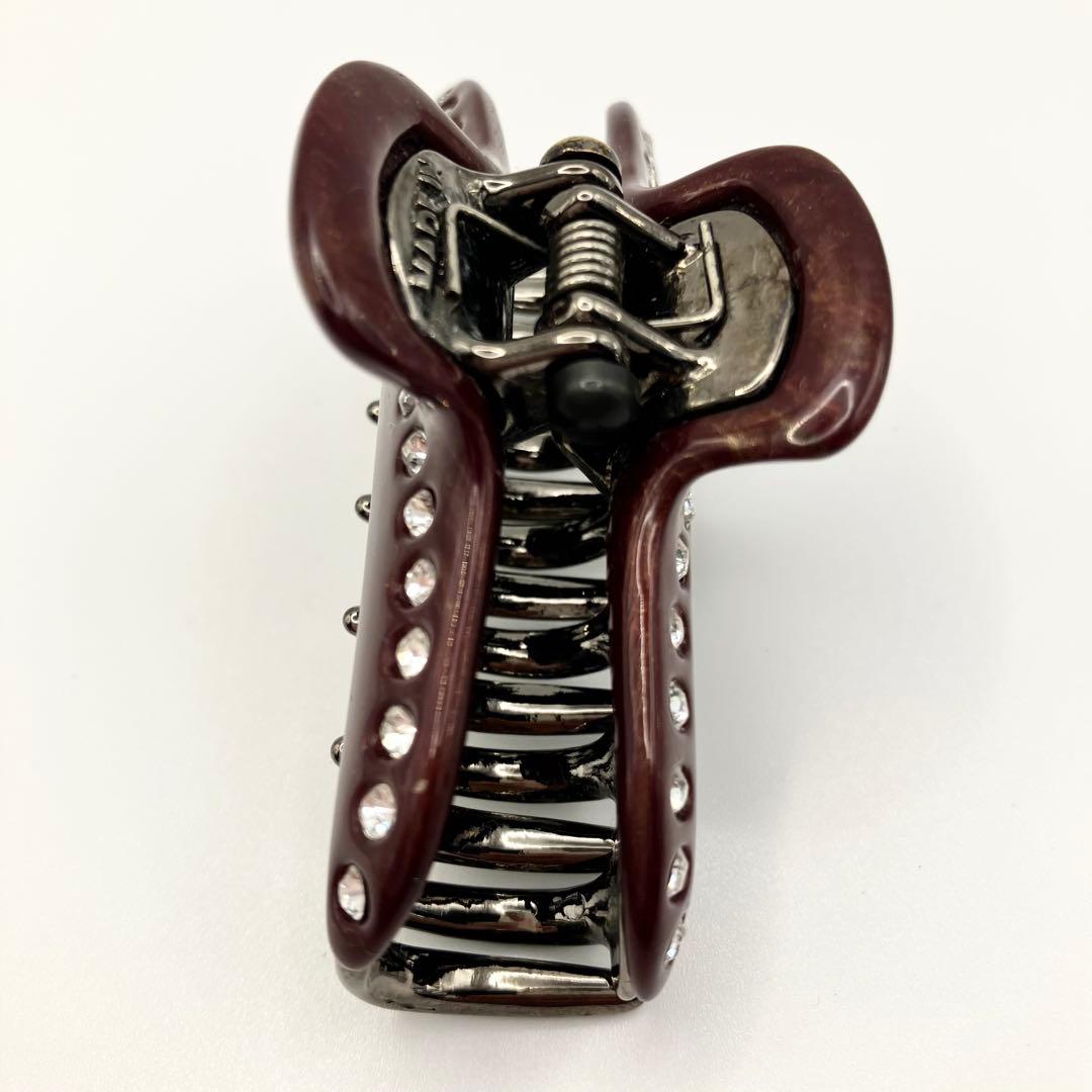 【美品】ACCA　アッカ　ヘアクリップ　Mサイズ　ストーン　赤茶　マーブル模様