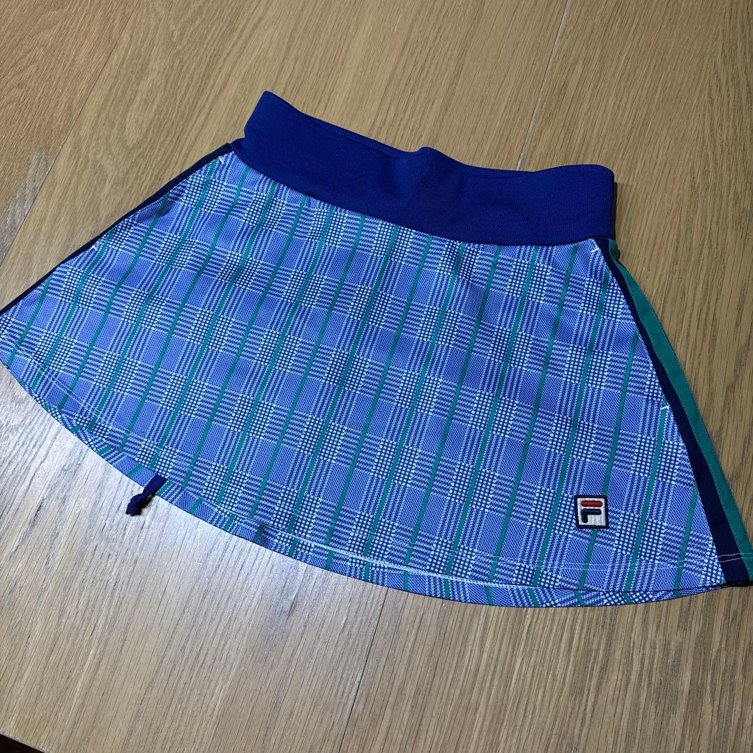 FILA テニスウェア3点セット 青緑チェック　Lサイズ