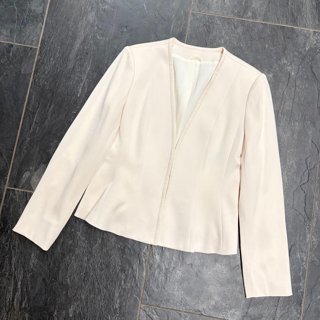 ANAYI アナイ　トリアセサテン　ペプラムジャケット　ノーカラージャケット