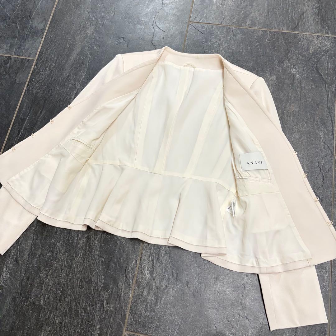 ANAYI アナイ　トリアセサテン　ペプラムジャケット　ノーカラージャケット