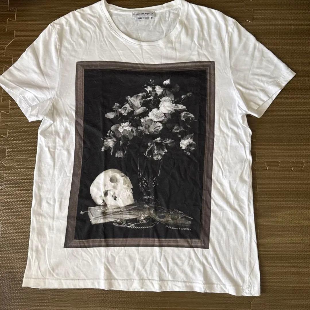 アレキサンダーマックイーン (レア) スカル ローズ フレームプリントＴシャツ