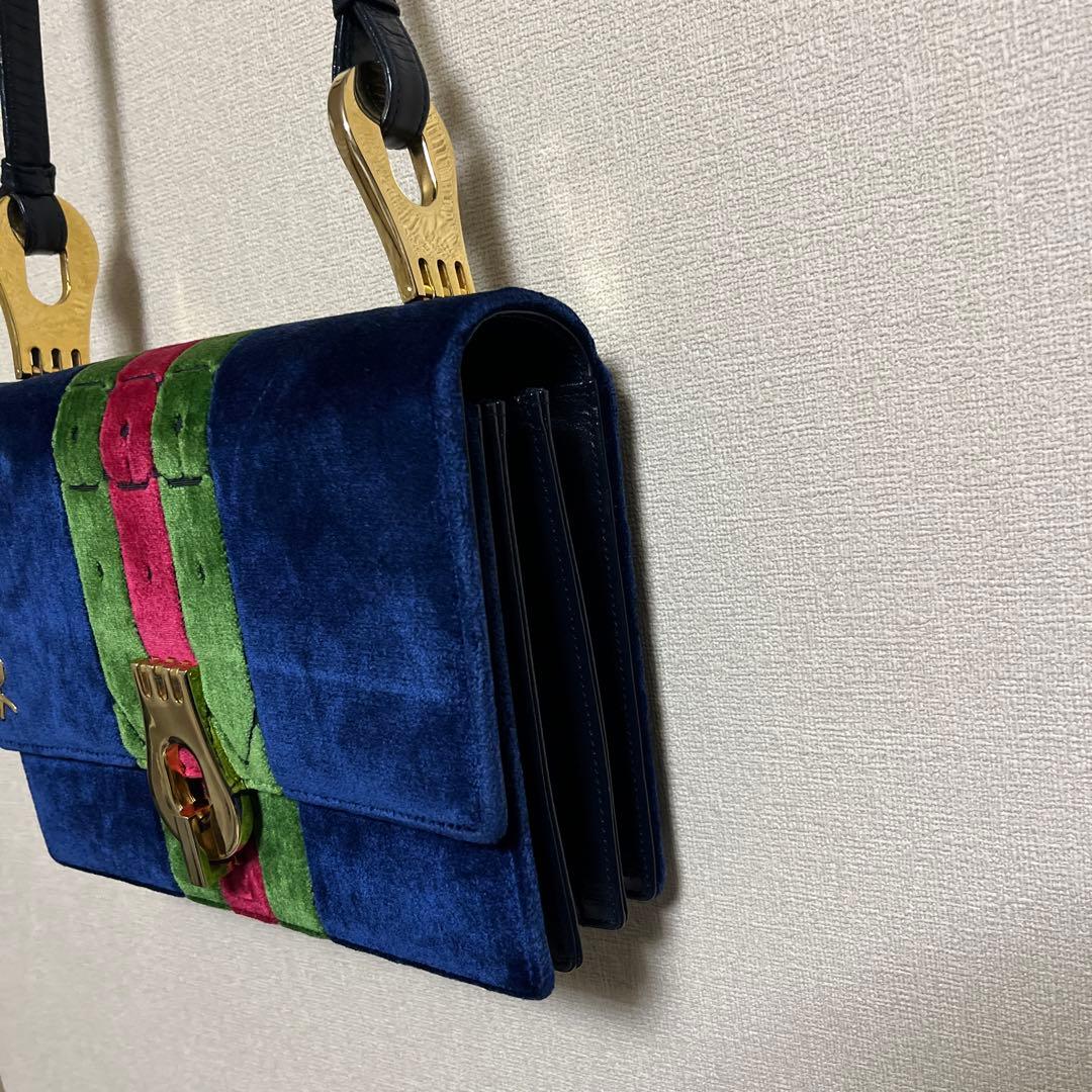 Roberta di Camerino オールド　ベロア　ショルダーバッグ　濃紺