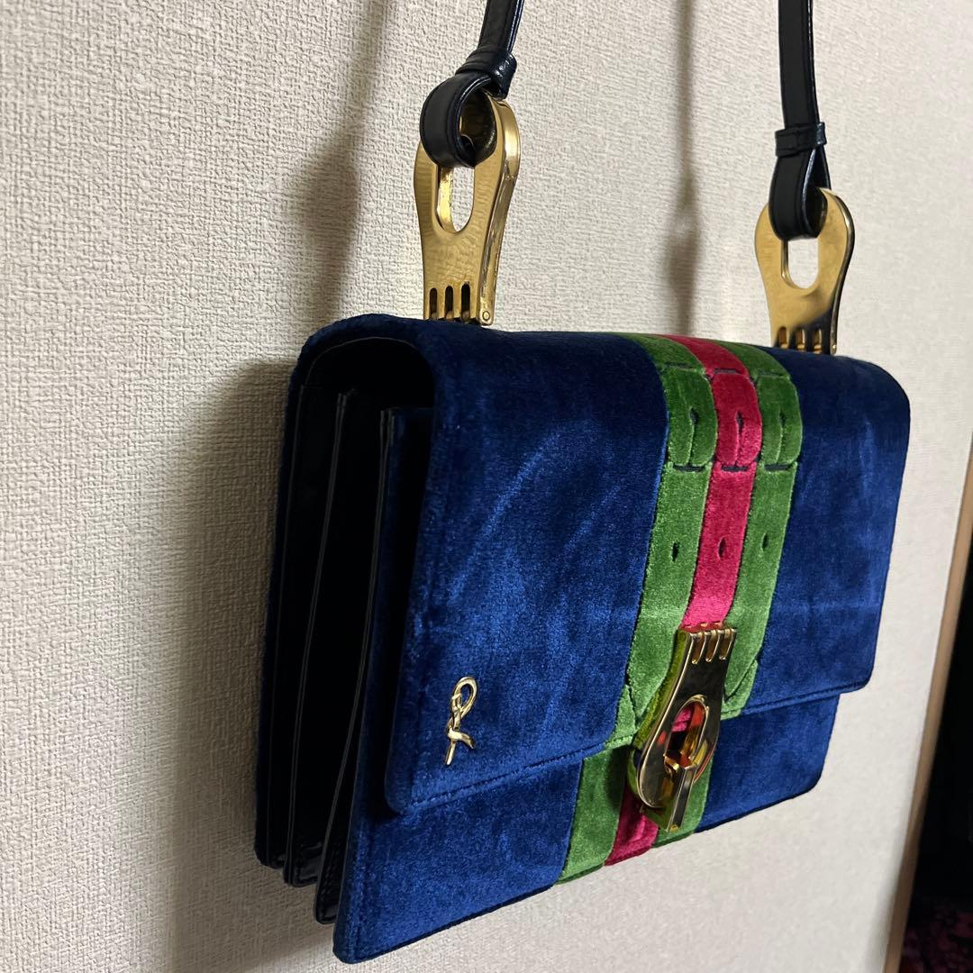 Roberta di Camerino オールド　ベロア　ショルダーバッグ　濃紺