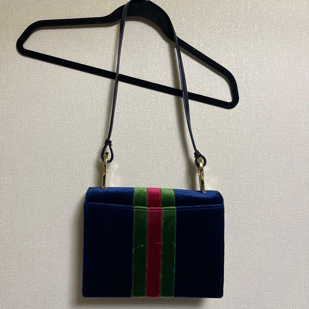 Roberta di Camerino オールド　ベロア　ショルダーバッグ　濃紺