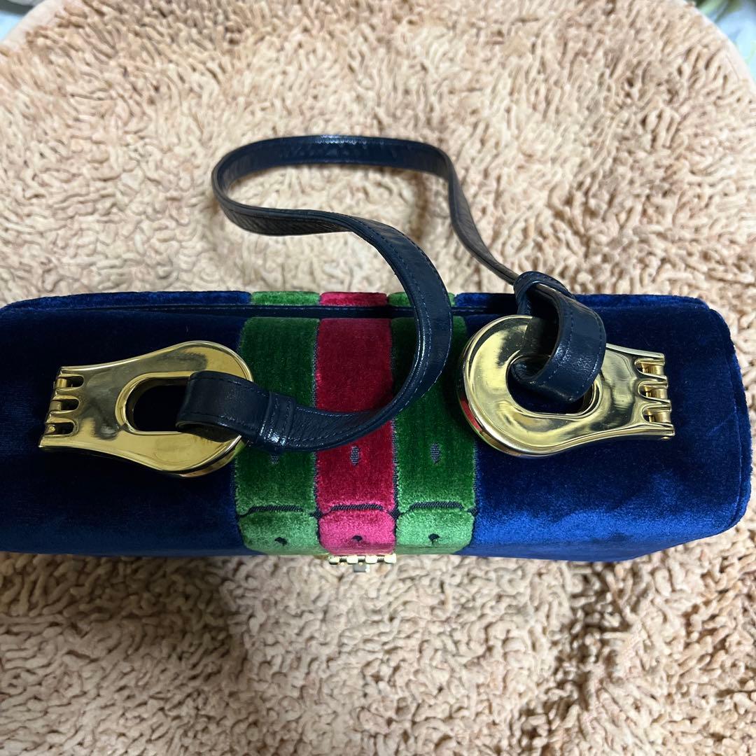 Roberta di Camerino オールド　ベロア　ショルダーバッグ　濃紺