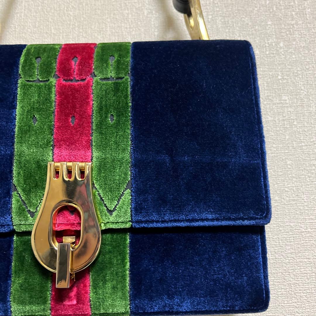 Roberta di Camerino オールド　ベロア　ショルダーバッグ　濃紺