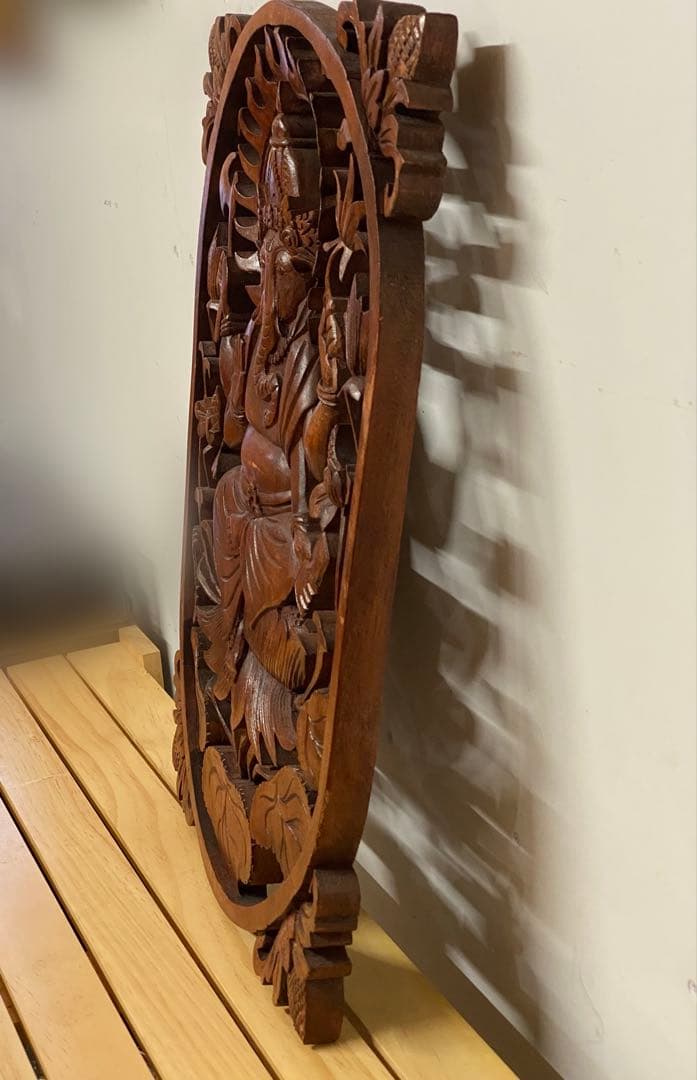 木彫り ガネーシャ 壁掛け 木製 アジアン タイ インド 雑貨 置物