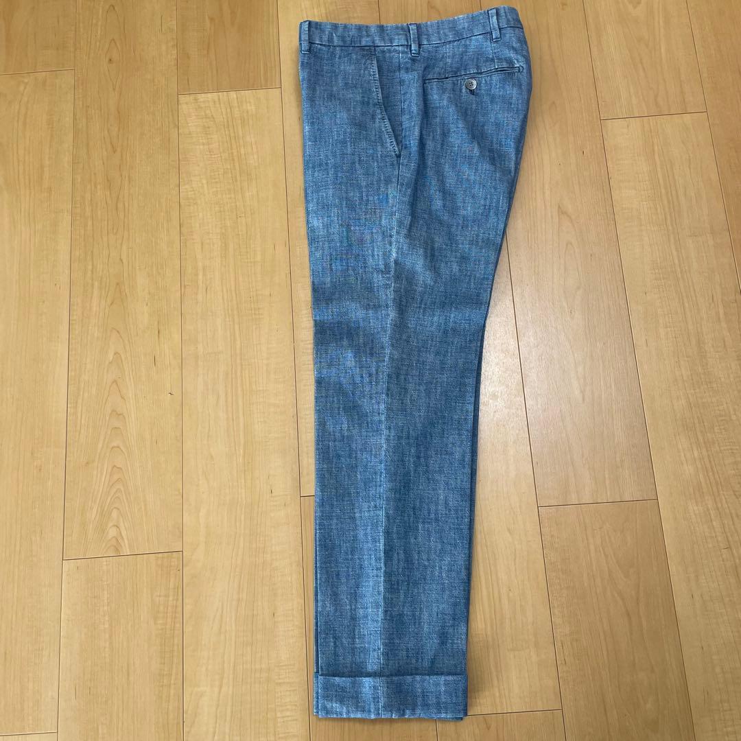 ラルディーニ LARDINI シャンブレー デニム スーツ 44