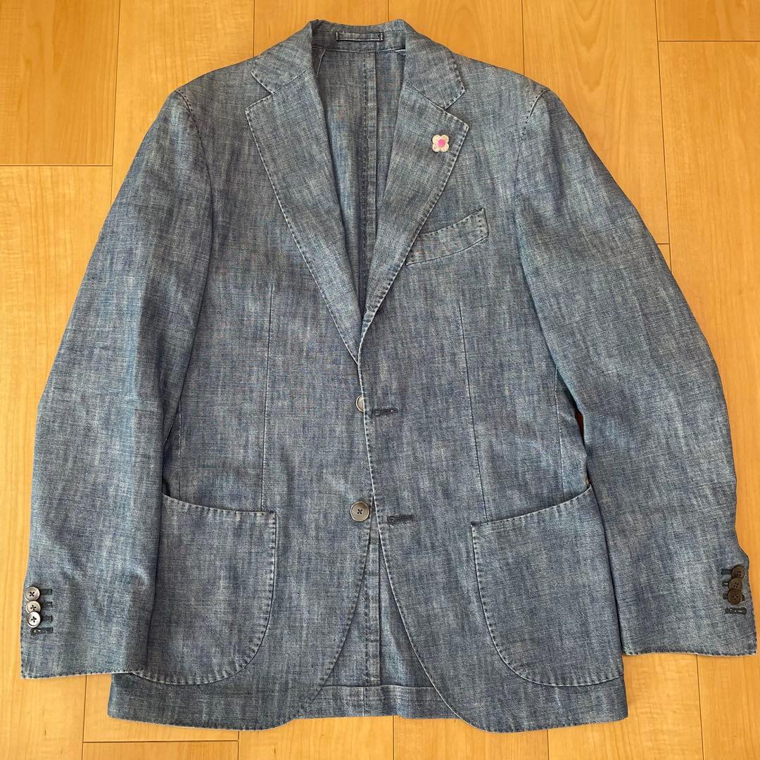 ラルディーニ LARDINI シャンブレー デニム スーツ 44