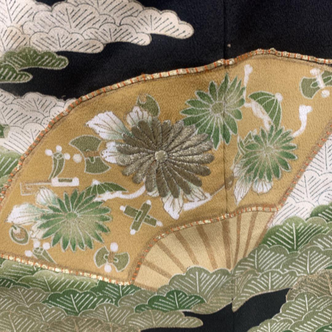 美品　黒留袖　袋帯　￼ 4点フルセット　結婚式　比翼仕立て　礼服　扇　松