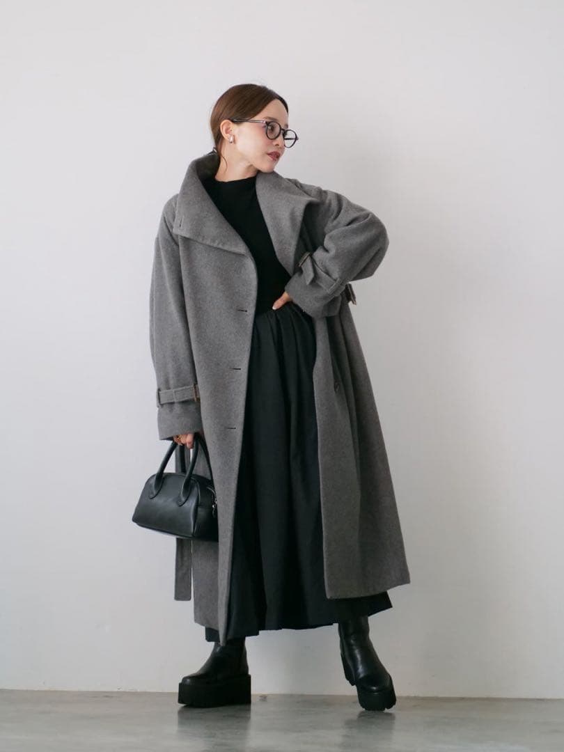 ★COHINA★田中亜希子さんコラボセミダブルウールロングコート-regular