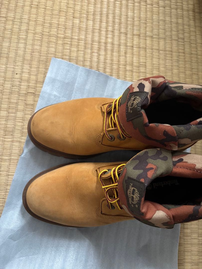 Timberland キャメル ロールトップブーツ