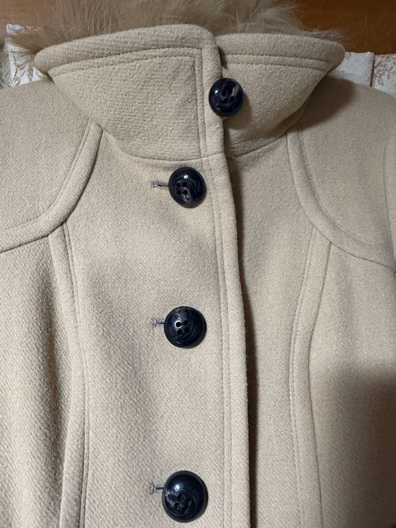 美品Burberry Bluelabel フォックスファーアンゴラロングコート