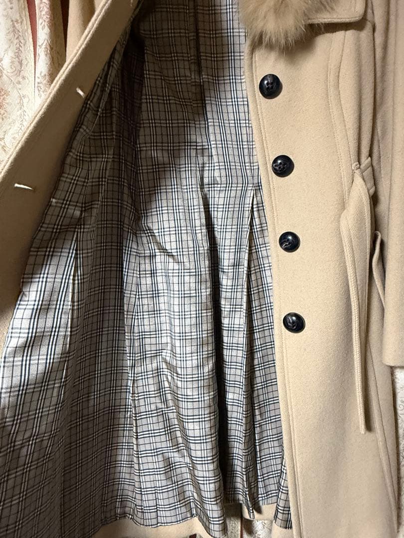 美品Burberry Bluelabel フォックスファーアンゴラロングコート