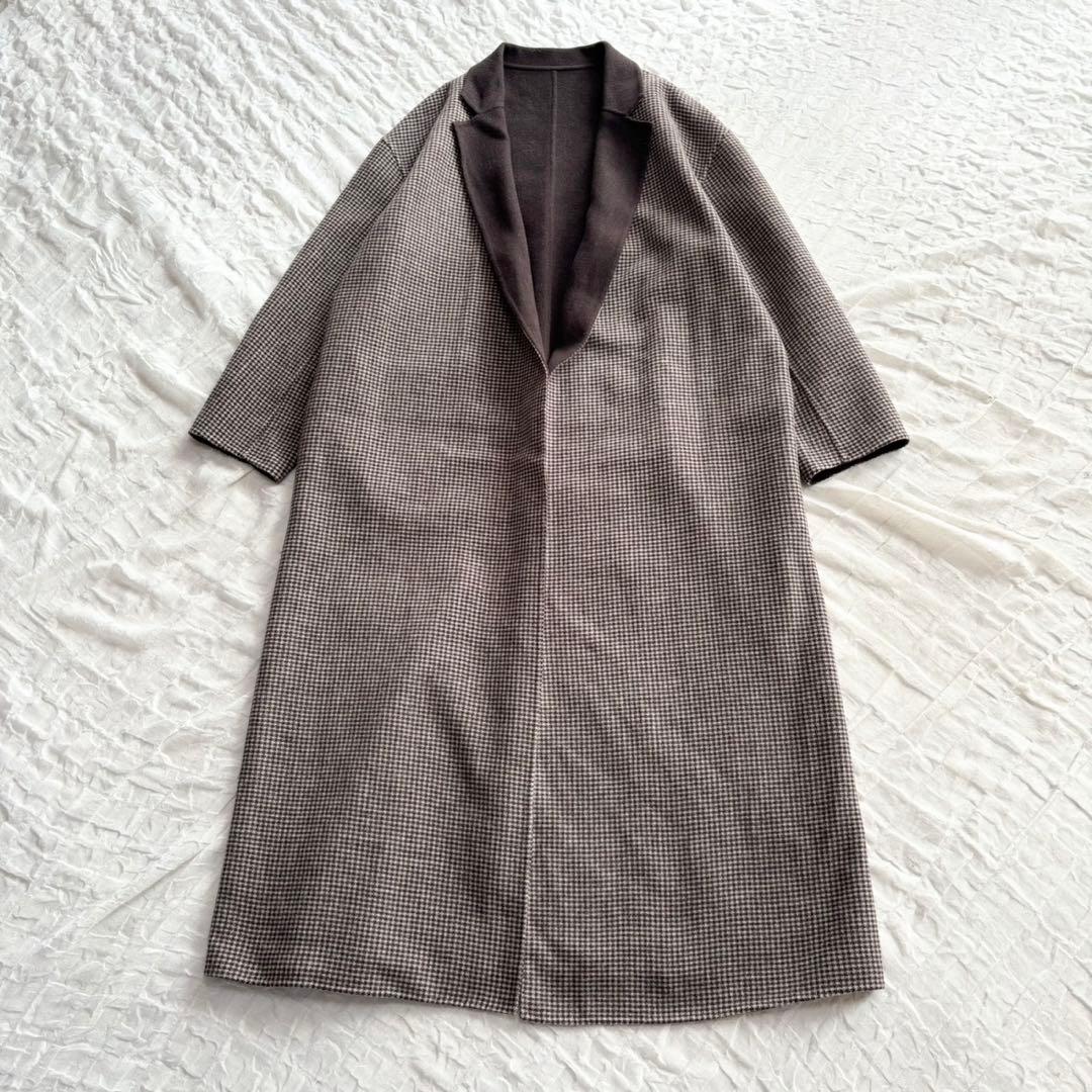 【美品】 スピックアンドスパン ウールロングリバーシブルコート チェスターコート
