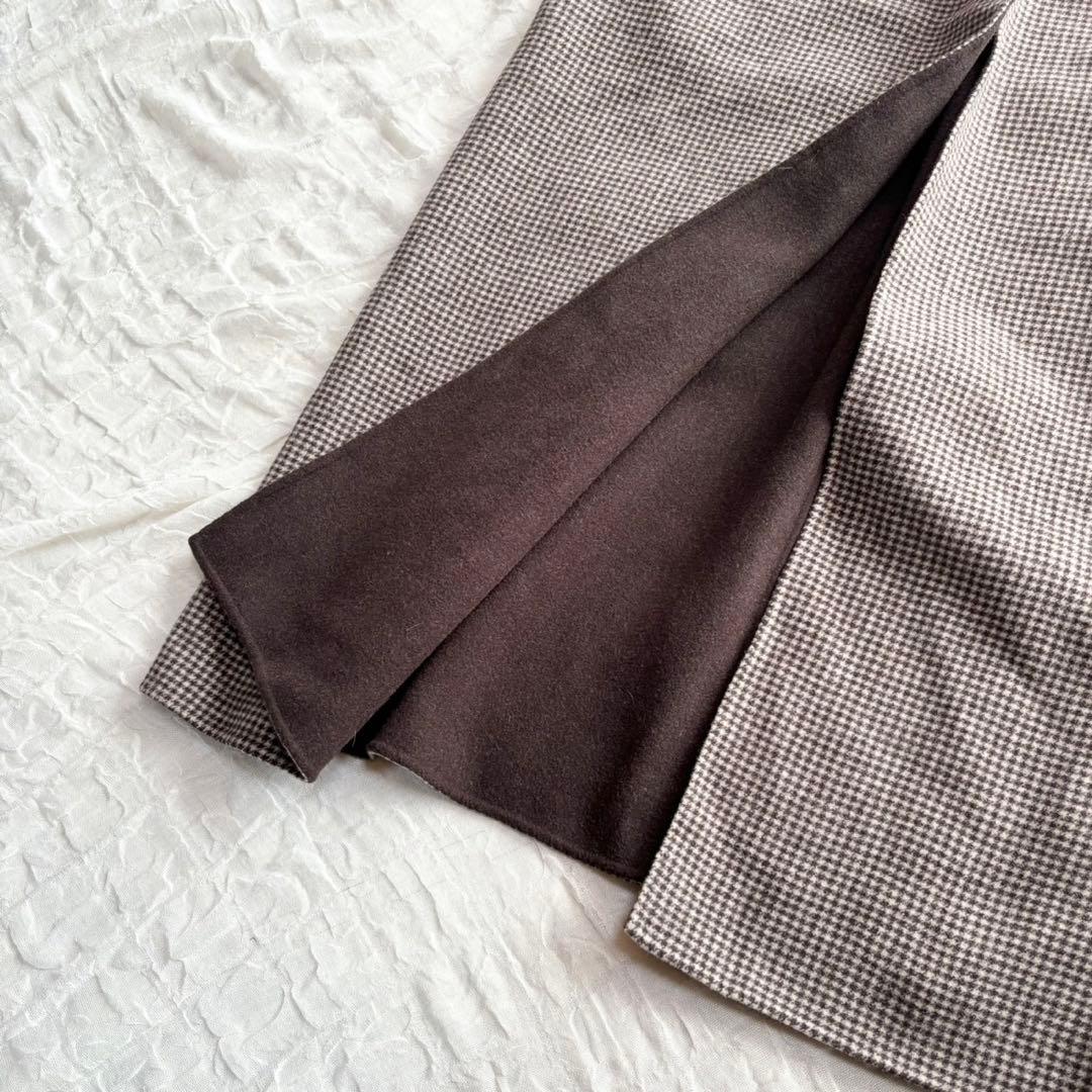 【美品】 スピックアンドスパン ウールロングリバーシブルコート チェスターコート