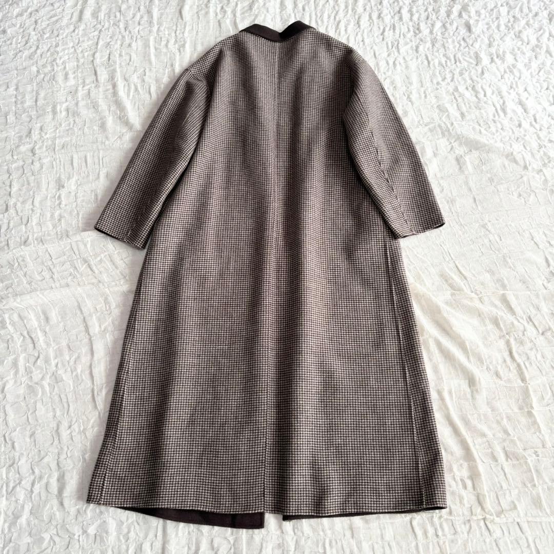 【美品】 スピックアンドスパン ウールロングリバーシブルコート チェスターコート