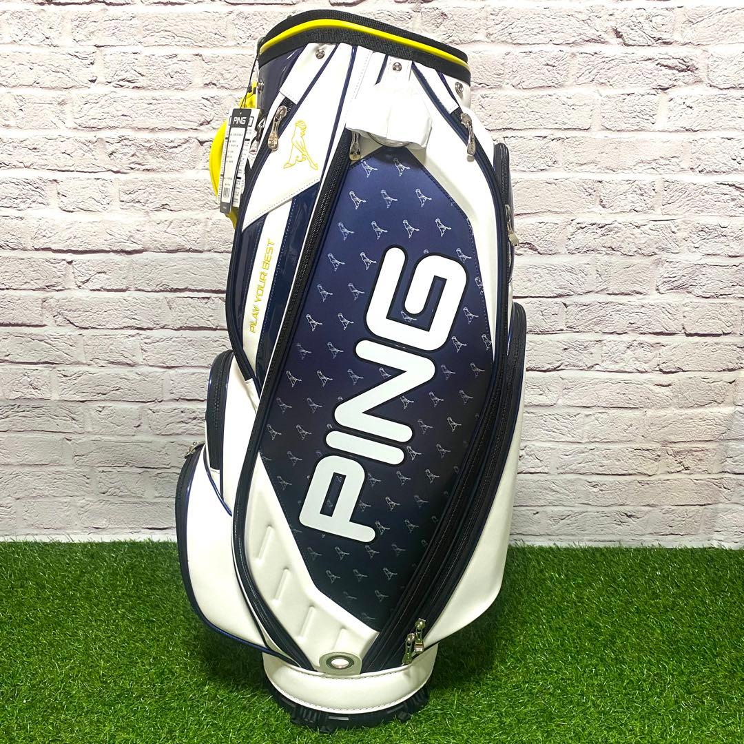 【新品】PING ピン キャディバッグ ホワイト ネイビー ミスターピン ゴルフ