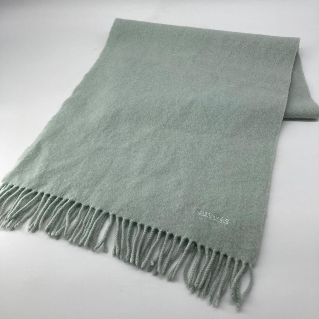 16125✨美品✨エルメス カシミヤ100%マフラー ライトブルー