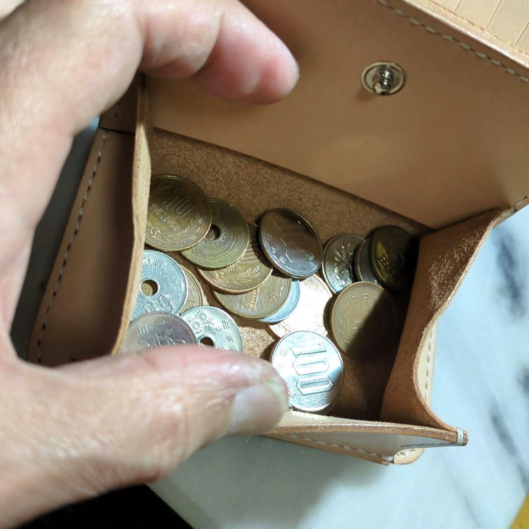 姫路ヌメ革 2つ折り財布 ショートウォレット ハンドメイド キナリ 新品 本革