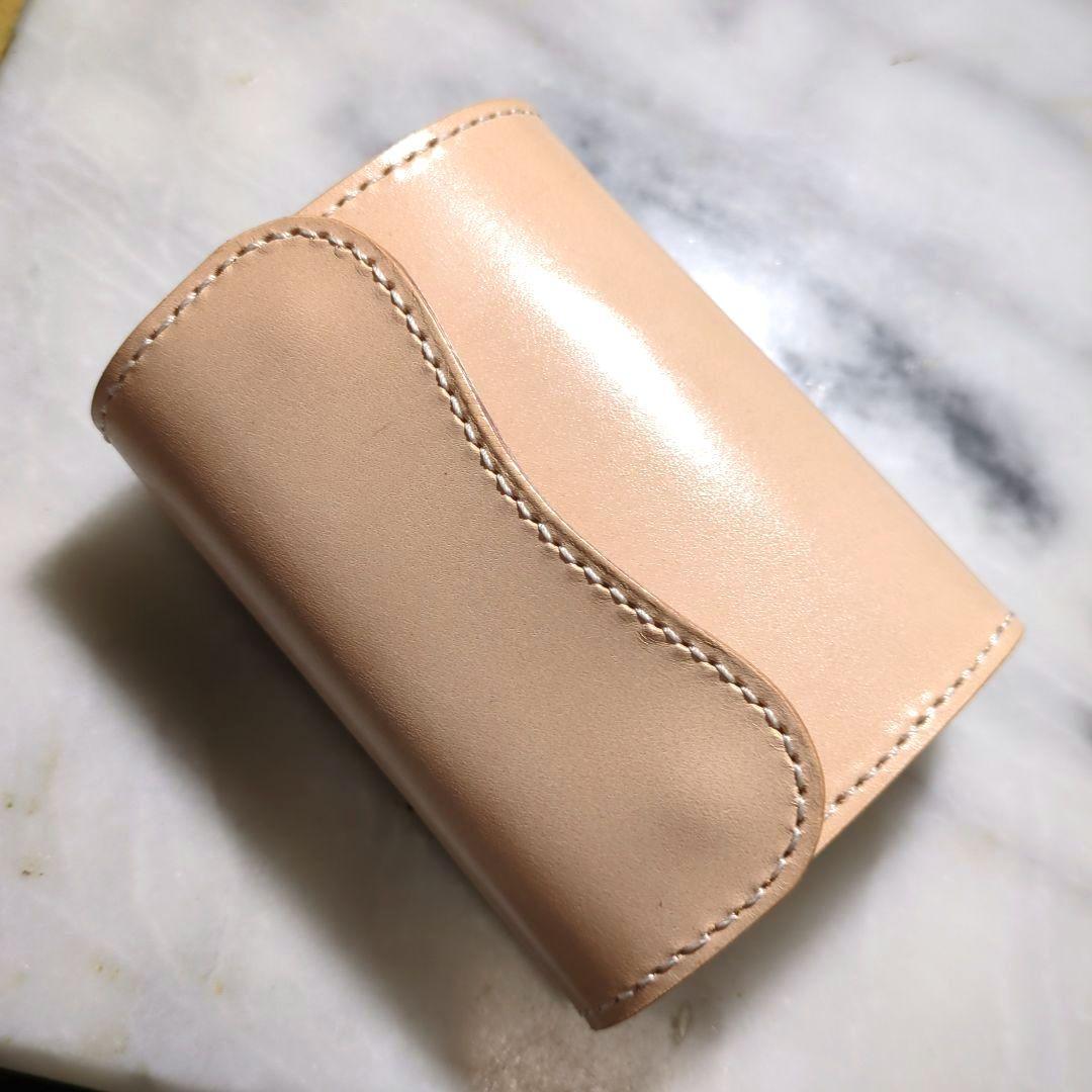 姫路ヌメ革 2つ折り財布 ショートウォレット ハンドメイド キナリ 新品 本革