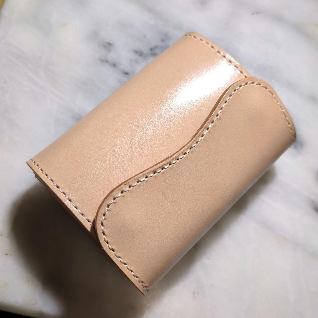 姫路ヌメ革 2つ折り財布 ショートウォレット ハンドメイド キナリ 新品 本革