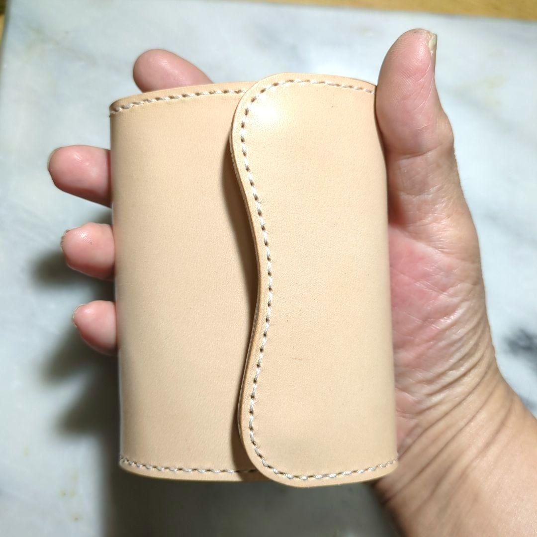 姫路ヌメ革 2つ折り財布 ショートウォレット ハンドメイド キナリ 新品 本革