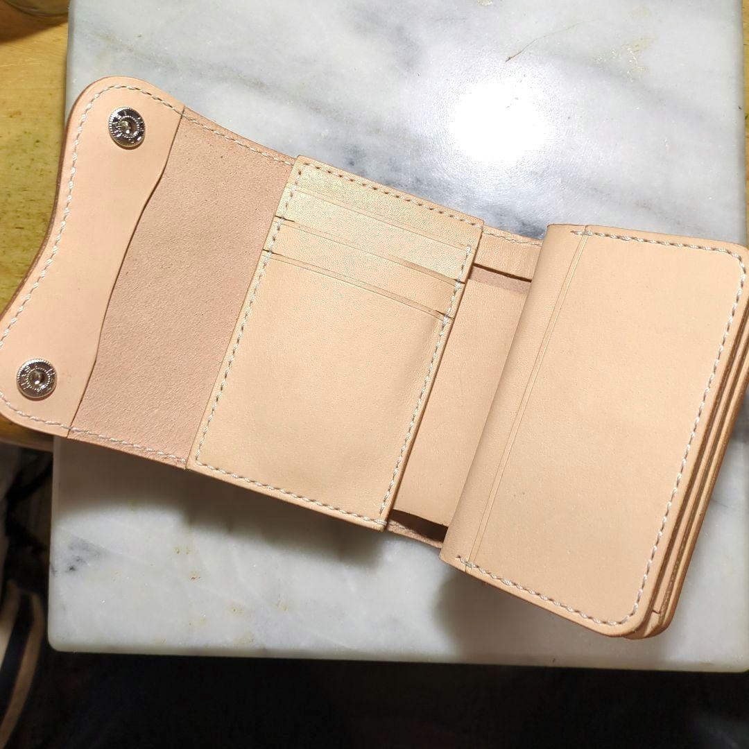 姫路ヌメ革 2つ折り財布 ショートウォレット ハンドメイド キナリ 新品 本革